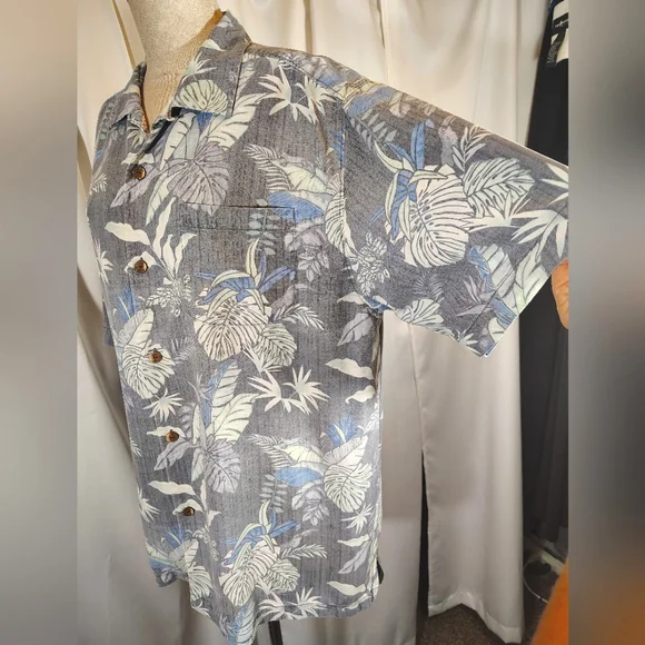 Tommy Bahama Shirt+Cap, Men SILK Short Sleeve Tropical Bttn Down,Collar, Pckt, L - Picture 14 of 16
